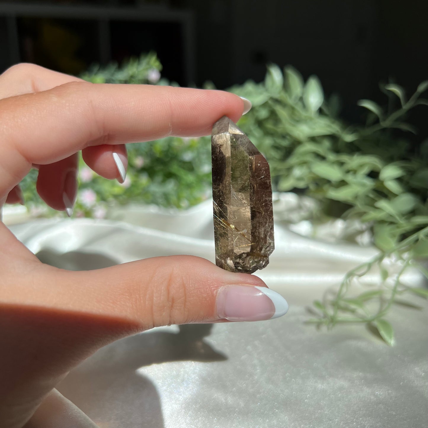 Himalayan Golden Rutile Smoky Quartz from Nepal, Semi Polished