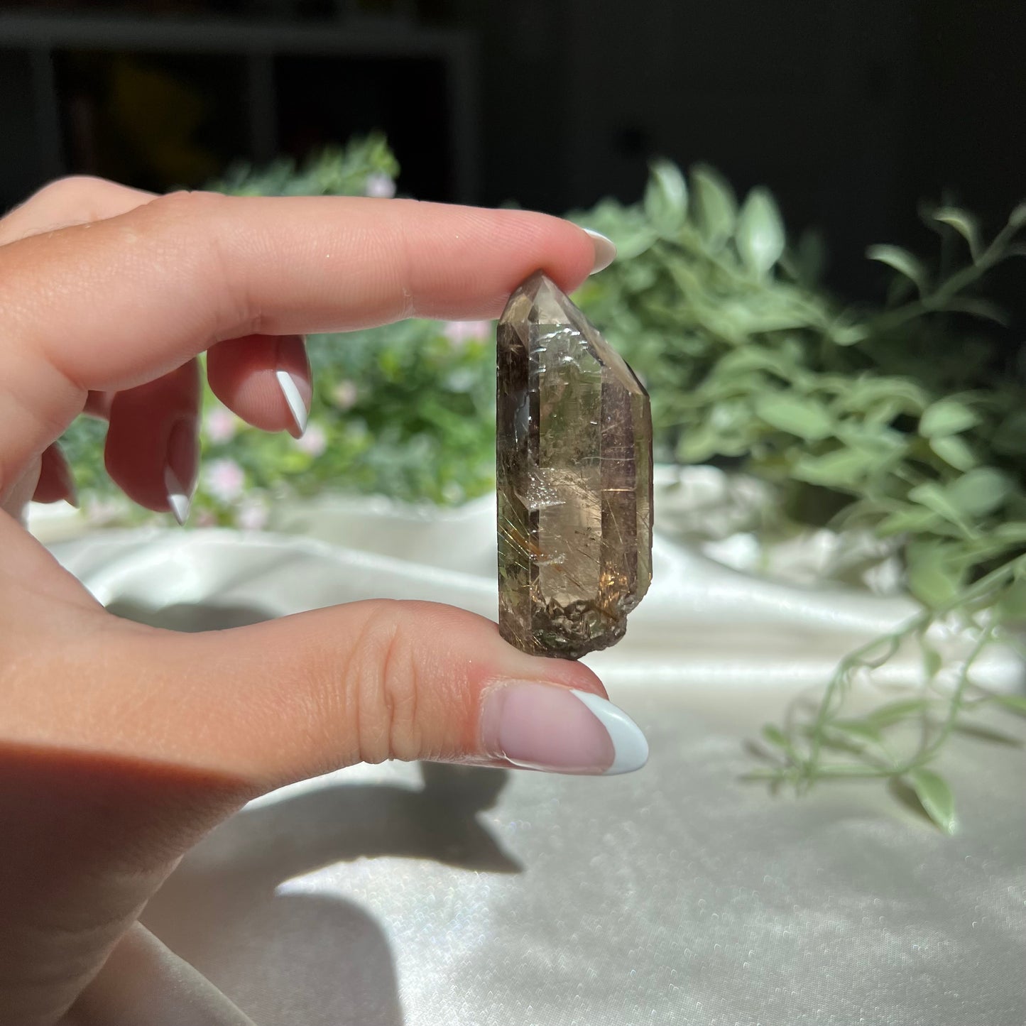 Himalayan Golden Rutile Smoky Quartz from Nepal, Semi Polished