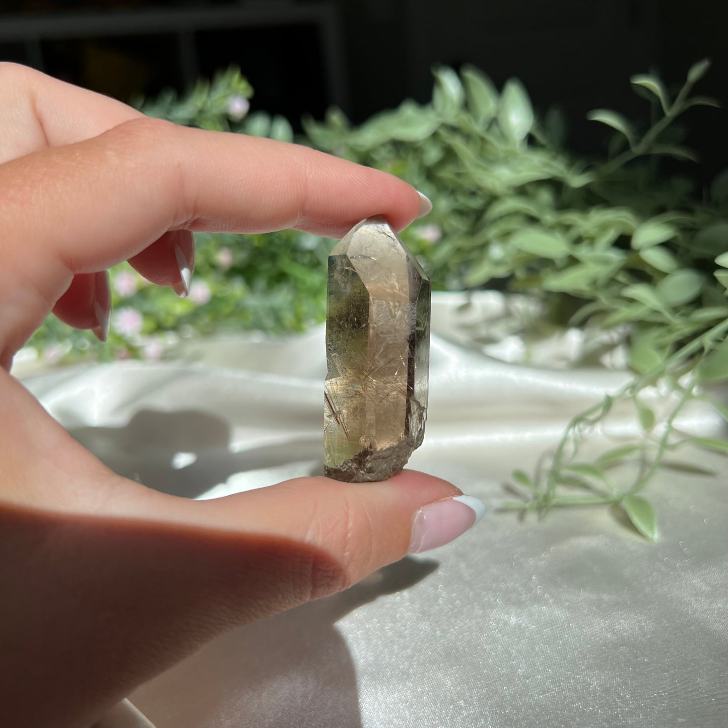 Himalayan Golden Rutile Smoky Quartz from Nepal, Semi Polished