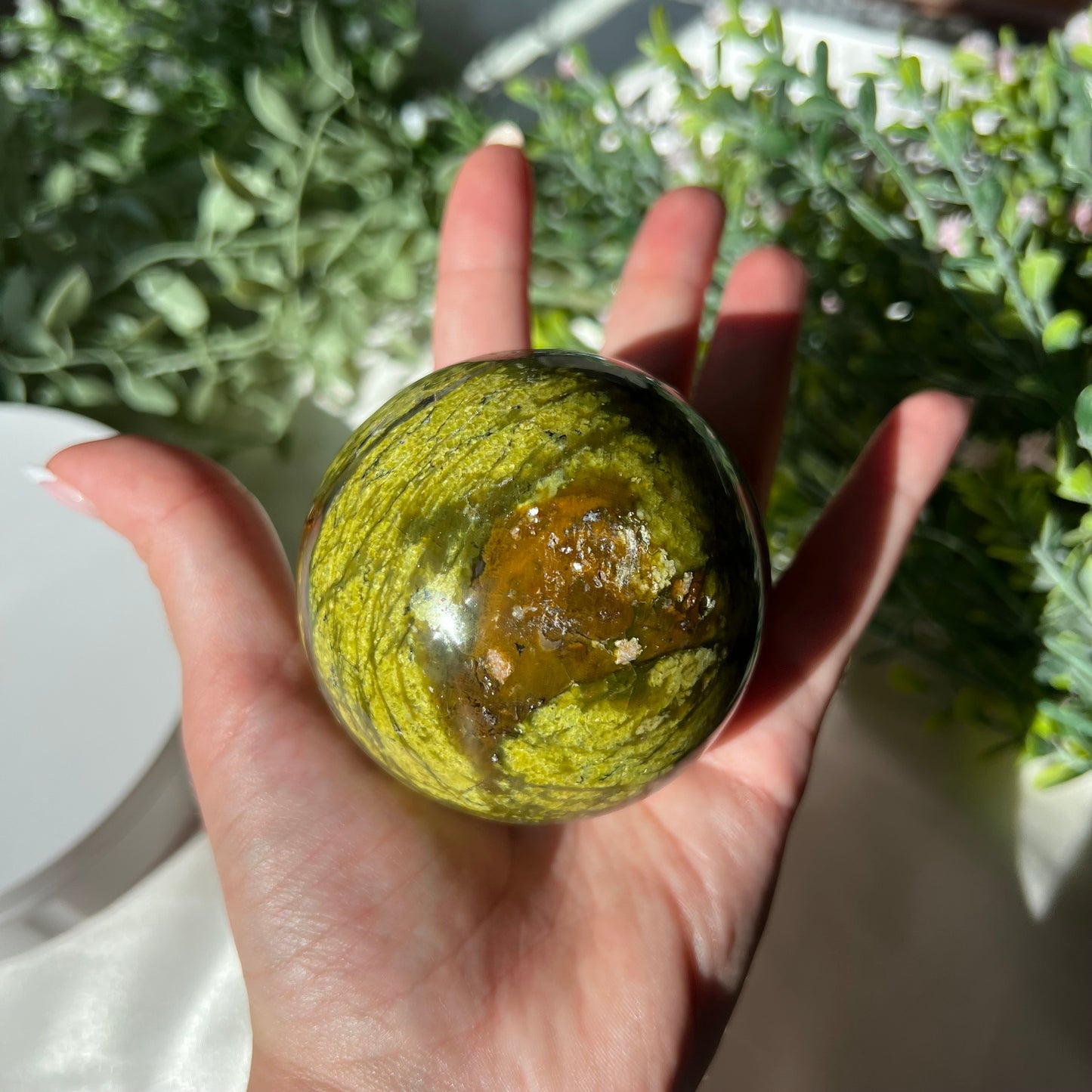 Green Opal Sphere from Madagascar Diameter approximately: 2.67" (68mm)