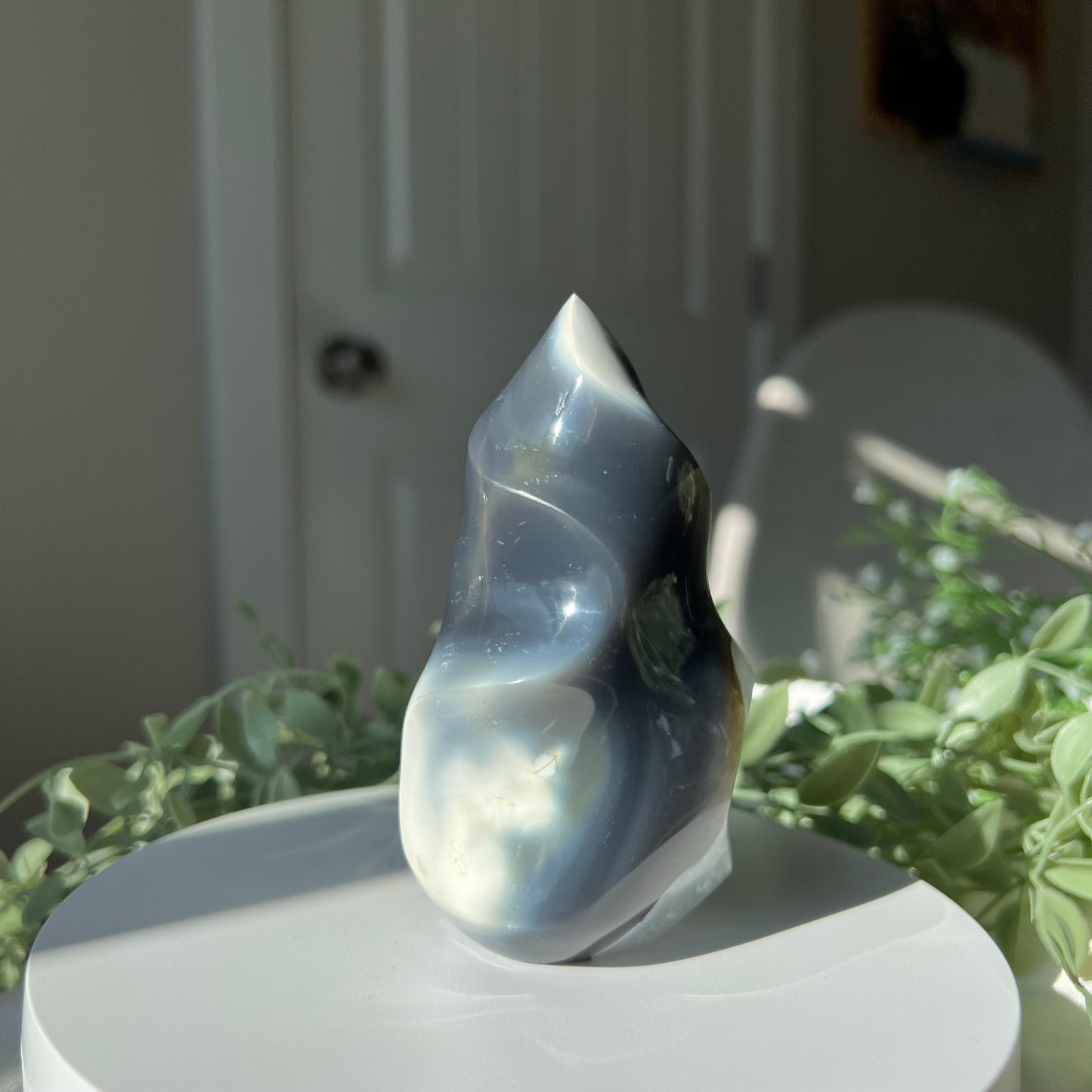 Orca Agate Flame Carving from Madagascar