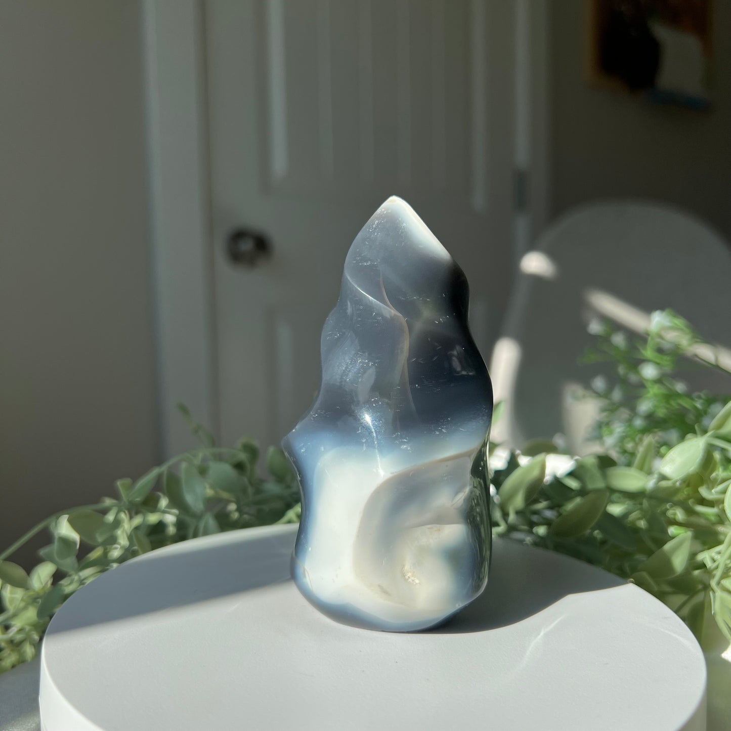 Orca Agate Flame Carving from Madagascar