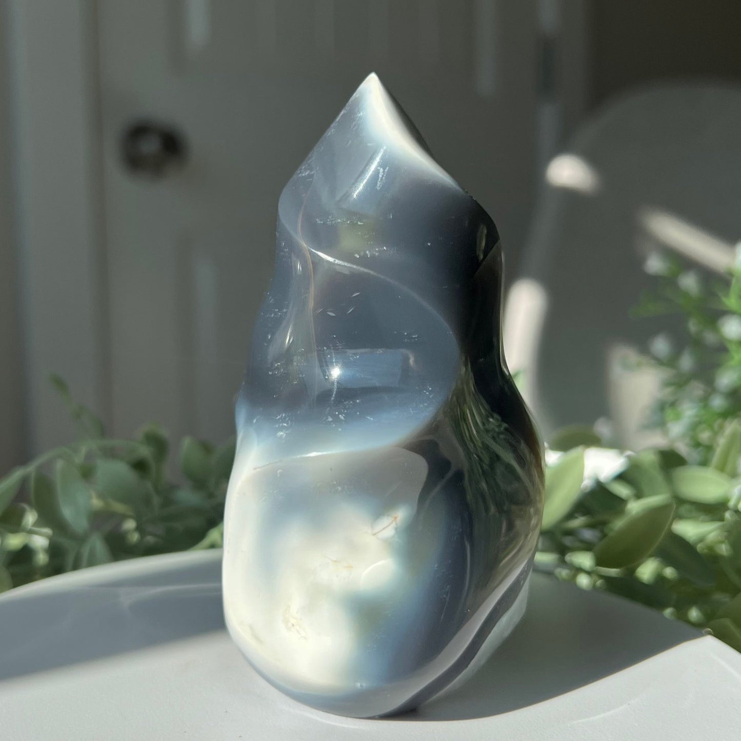 Orca Agate Flame Carving from Madagascar