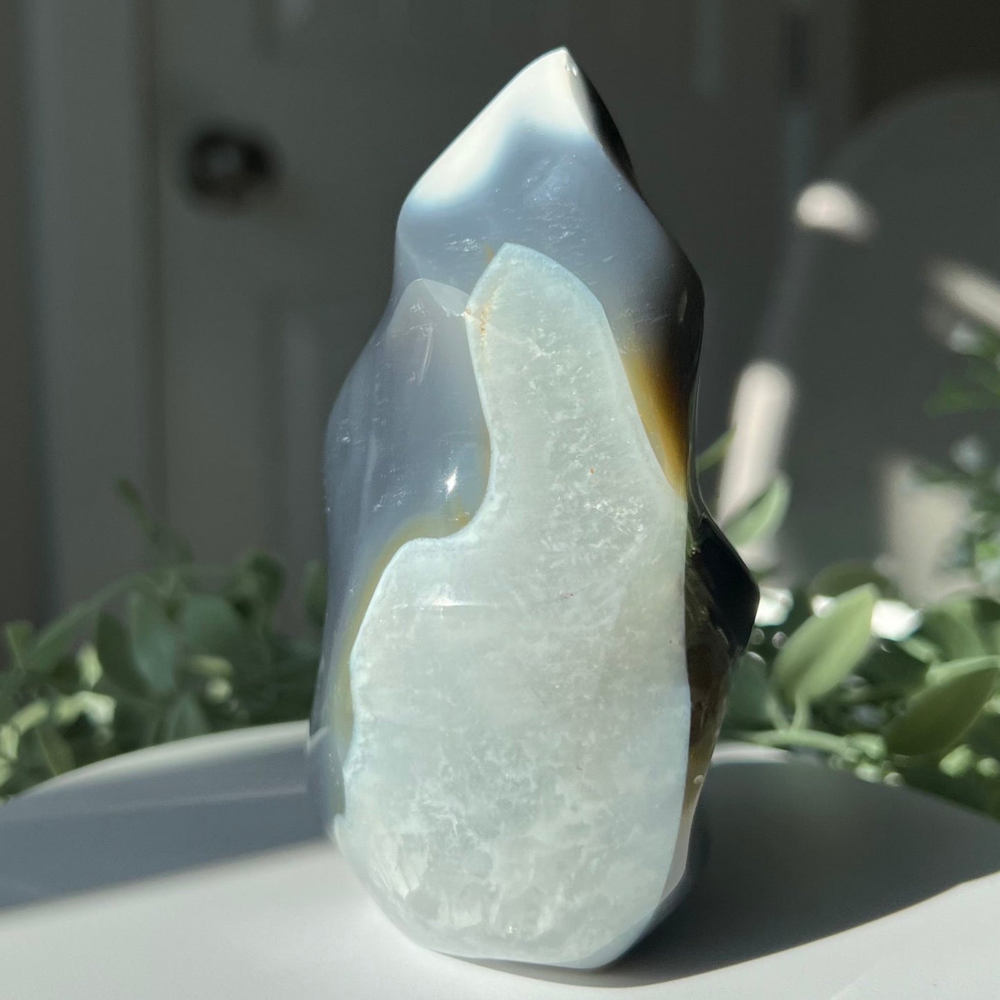 Orca Agate Flame Carving from Madagascar