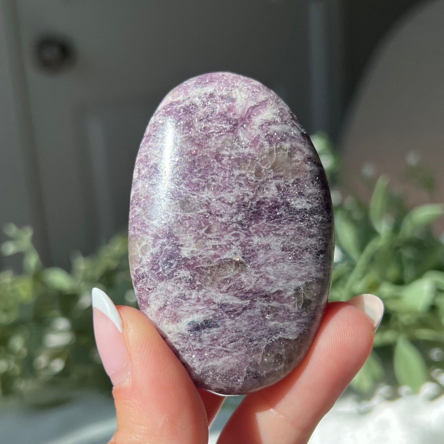 Lepidolite Palm Stone from Madagascar