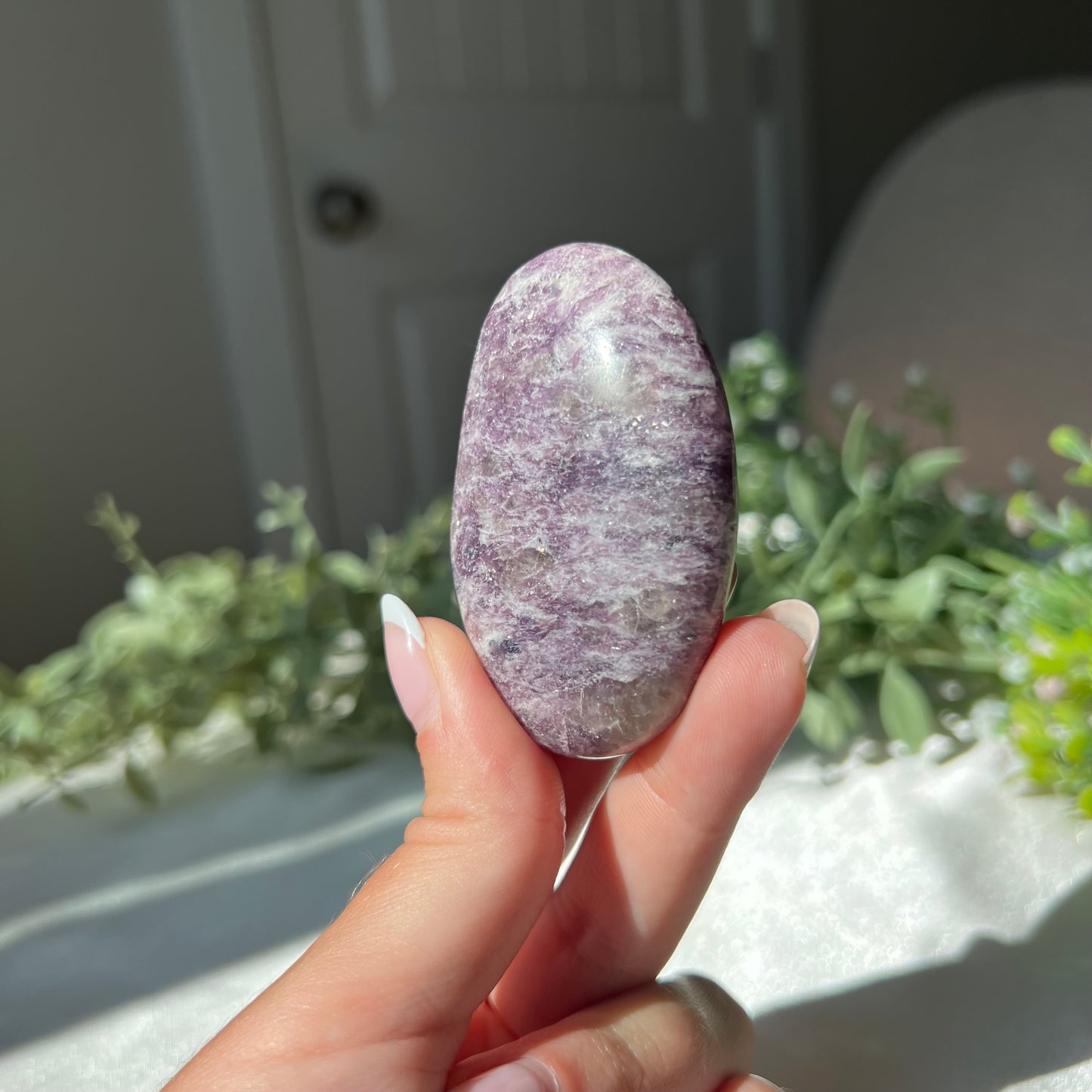 Lepidolite Palm Stone from Madagascar