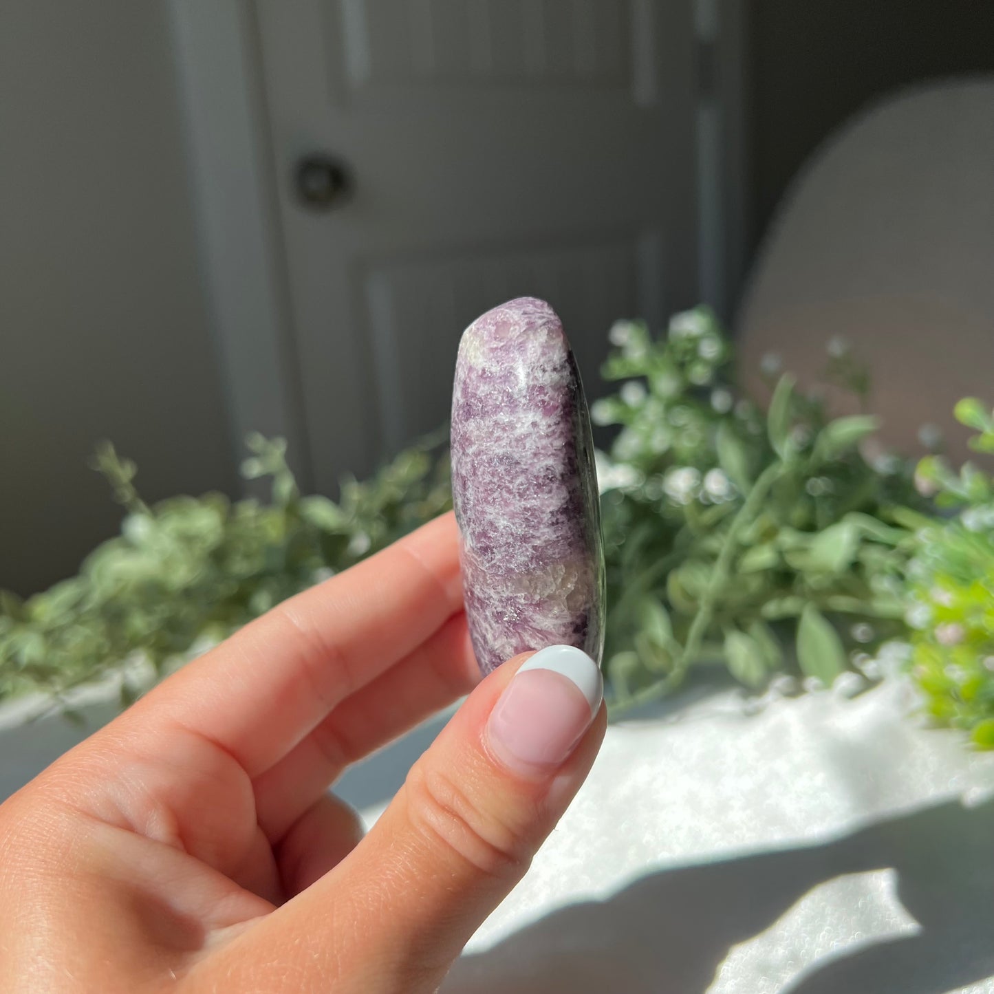 Lepidolite Palm Stone from Madagascar