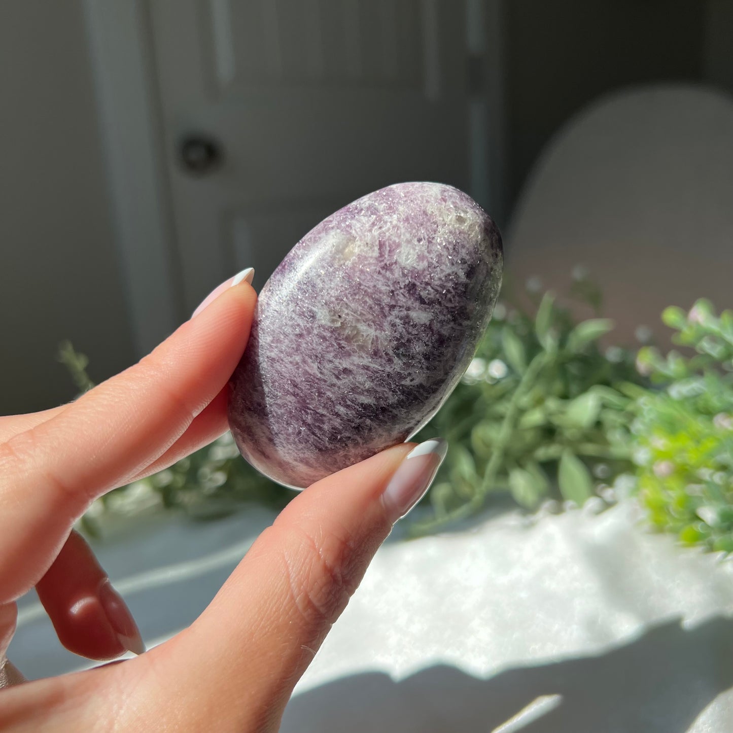 Lepidolite Palm Stone from Madagascar