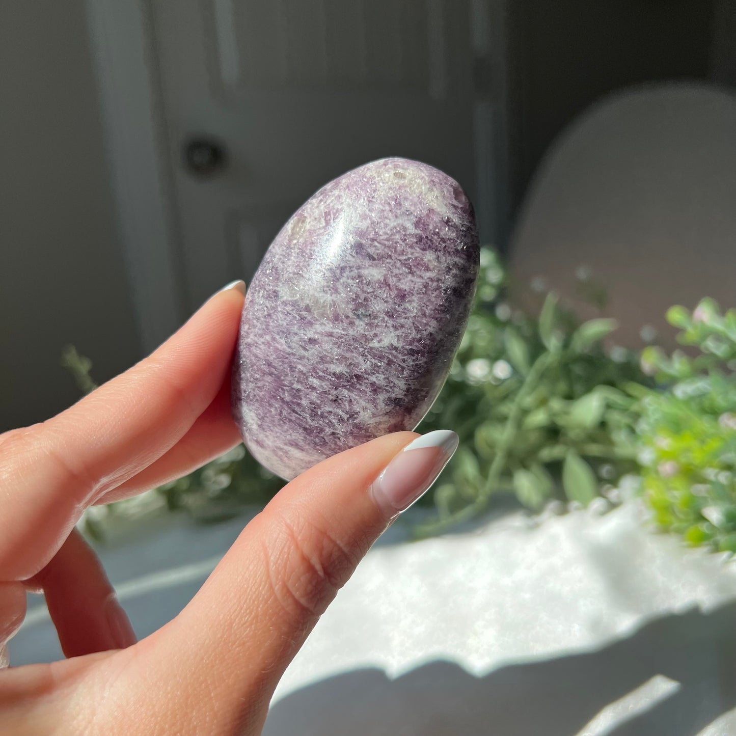 Lepidolite Palm Stone from Madagascar