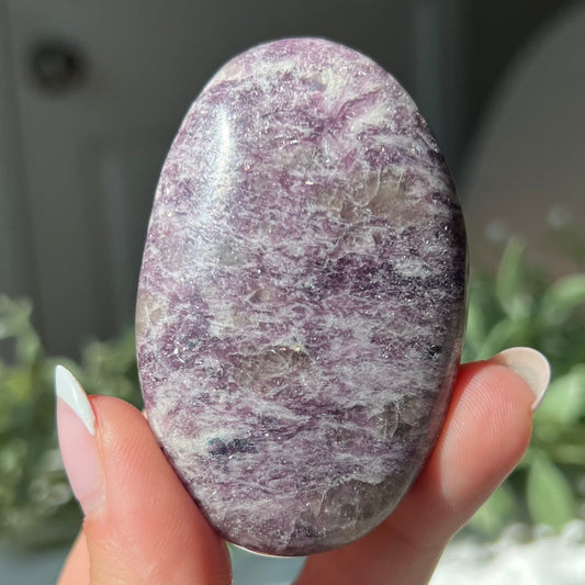 Lepidolite Palm Stone from Madagascar