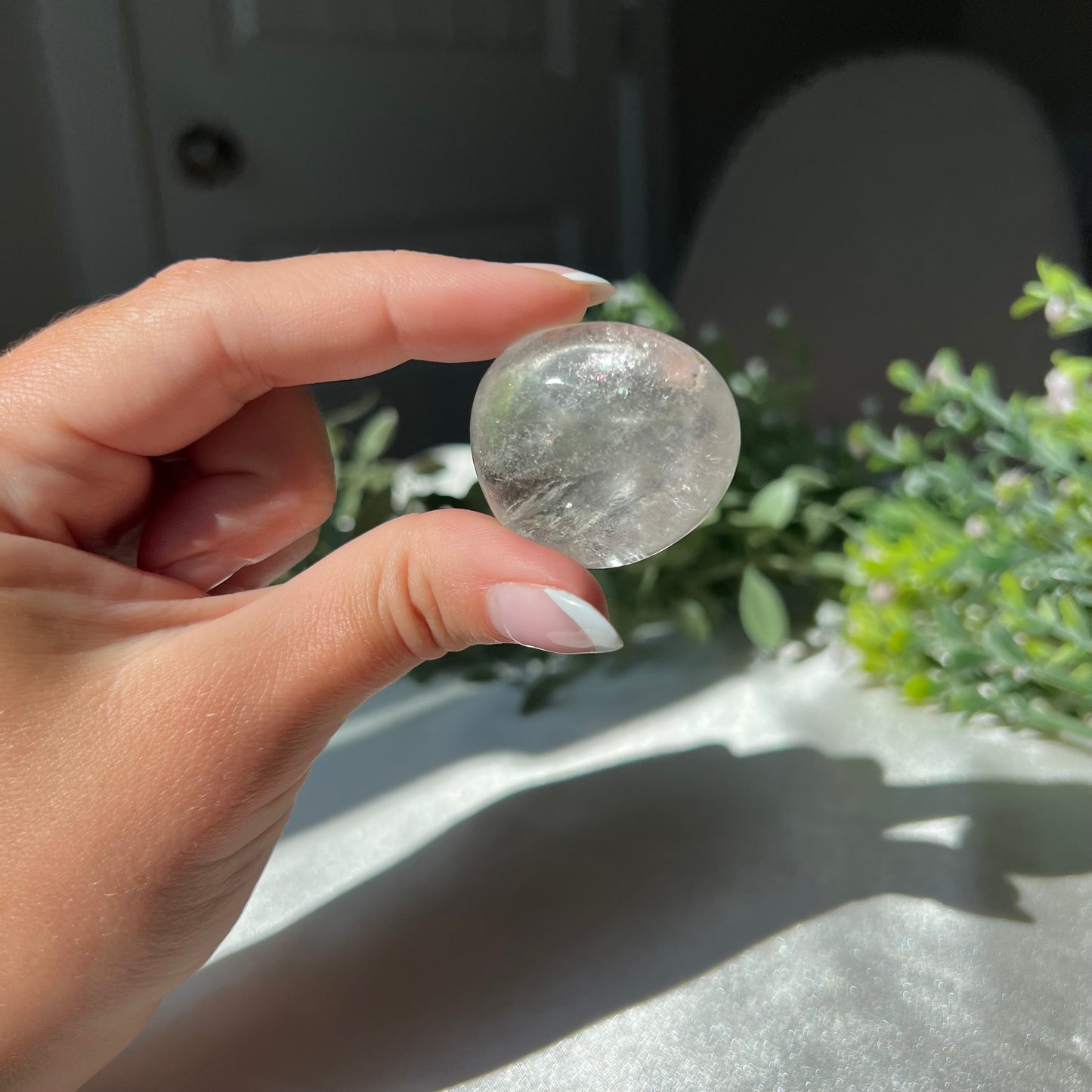 Clear Quartz Tumble with Rainbow from Madagascar