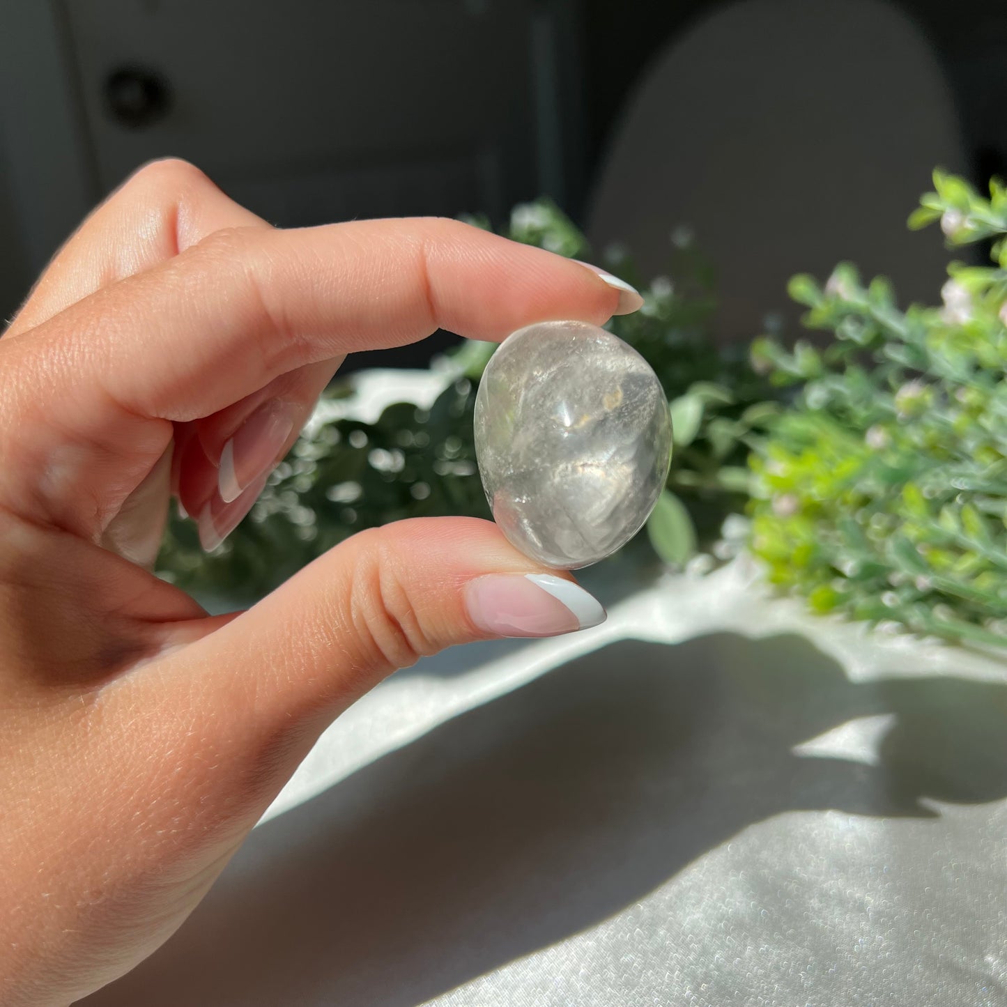 Clear Quartz Tumble with Rainbow from Madagascar