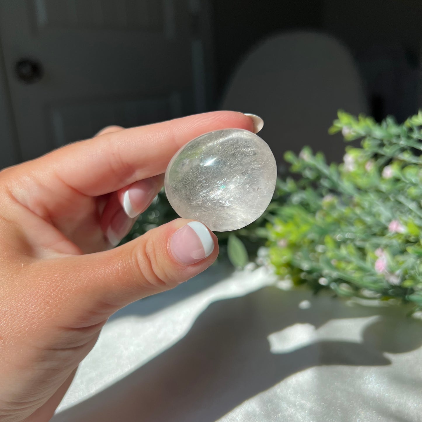 Clear Quartz Tumble with Rainbow from Madagascar