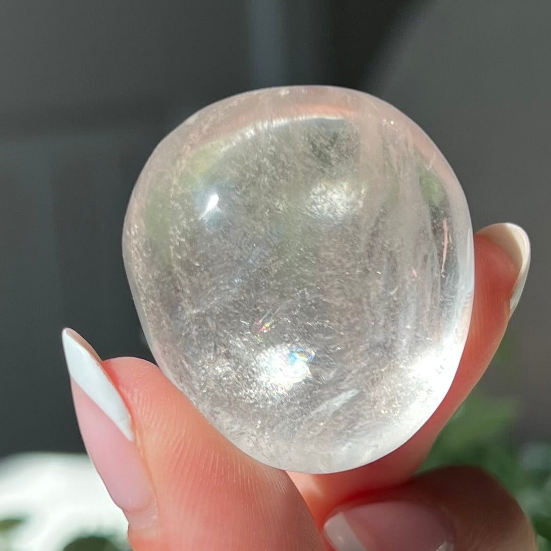 Clear Quartz Tumble with Rainbow from Madagascar