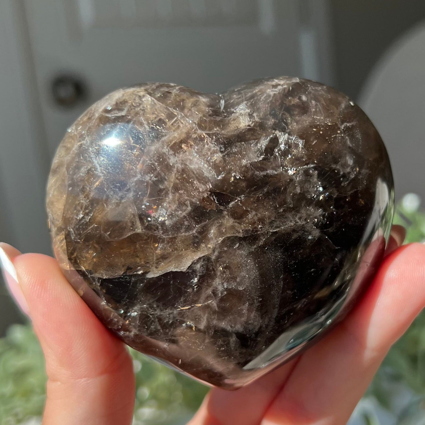 Black Moonstone Heart Carving from Madagascar