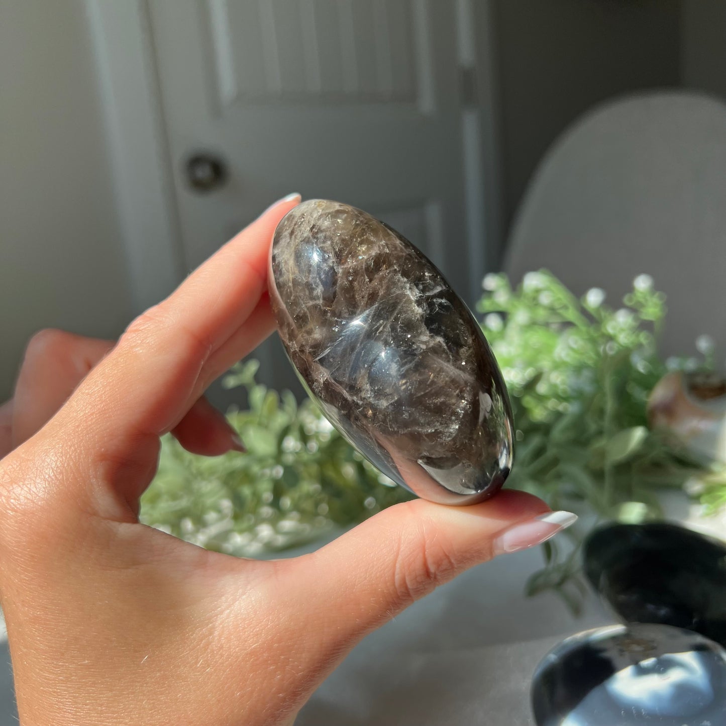 Black Moonstone Heart Carving from Madagascar