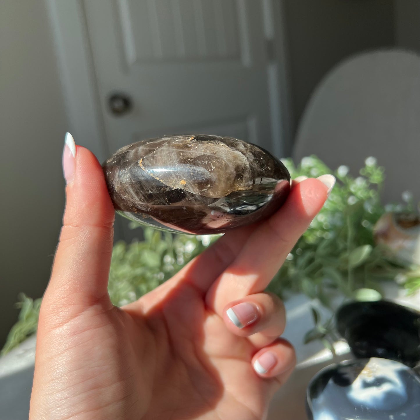 Black Moonstone Heart Carving from Madagascar