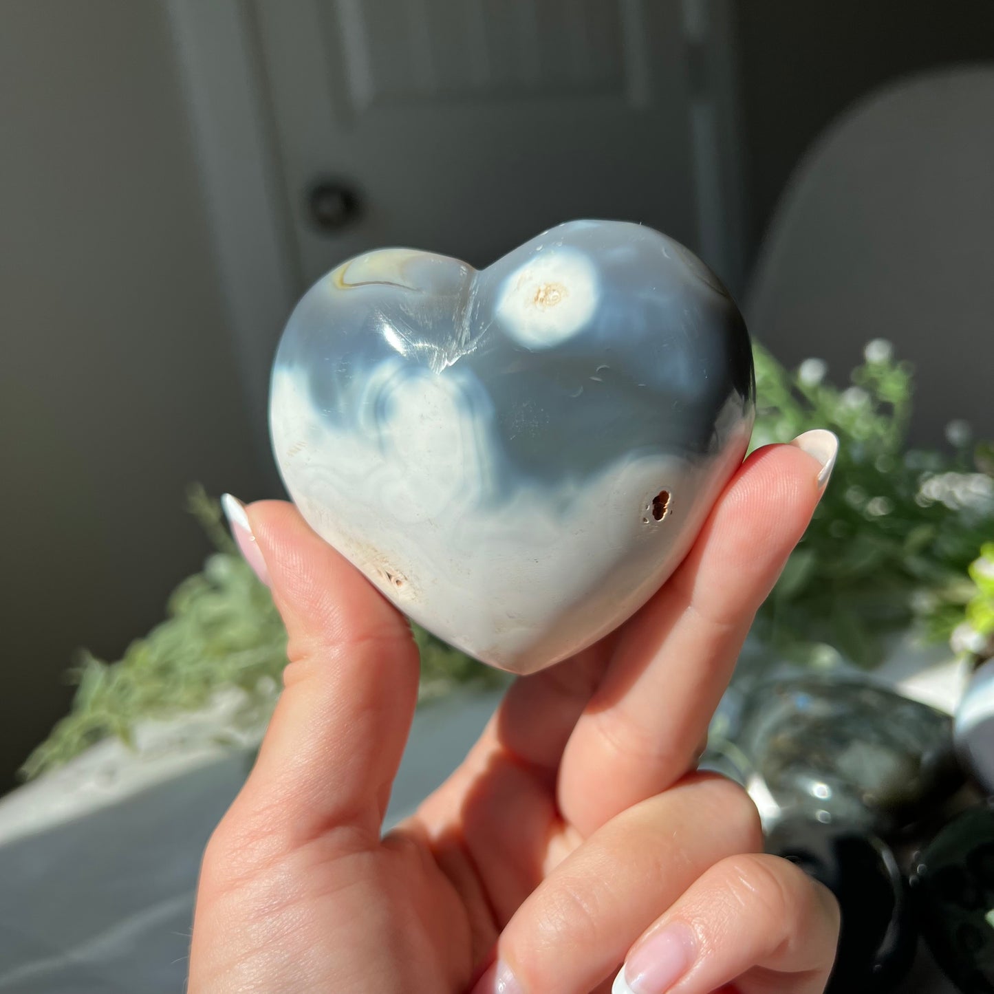 Orca Agate Heart Carving from Madagascar