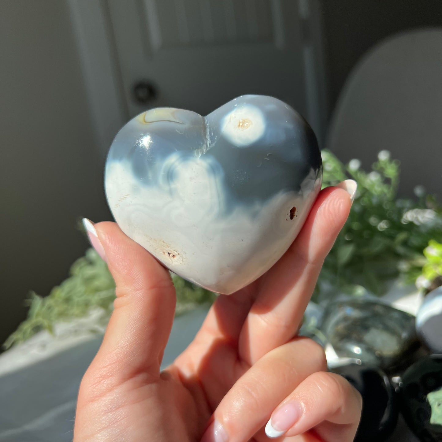 Orca Agate Heart Carving from Madagascar