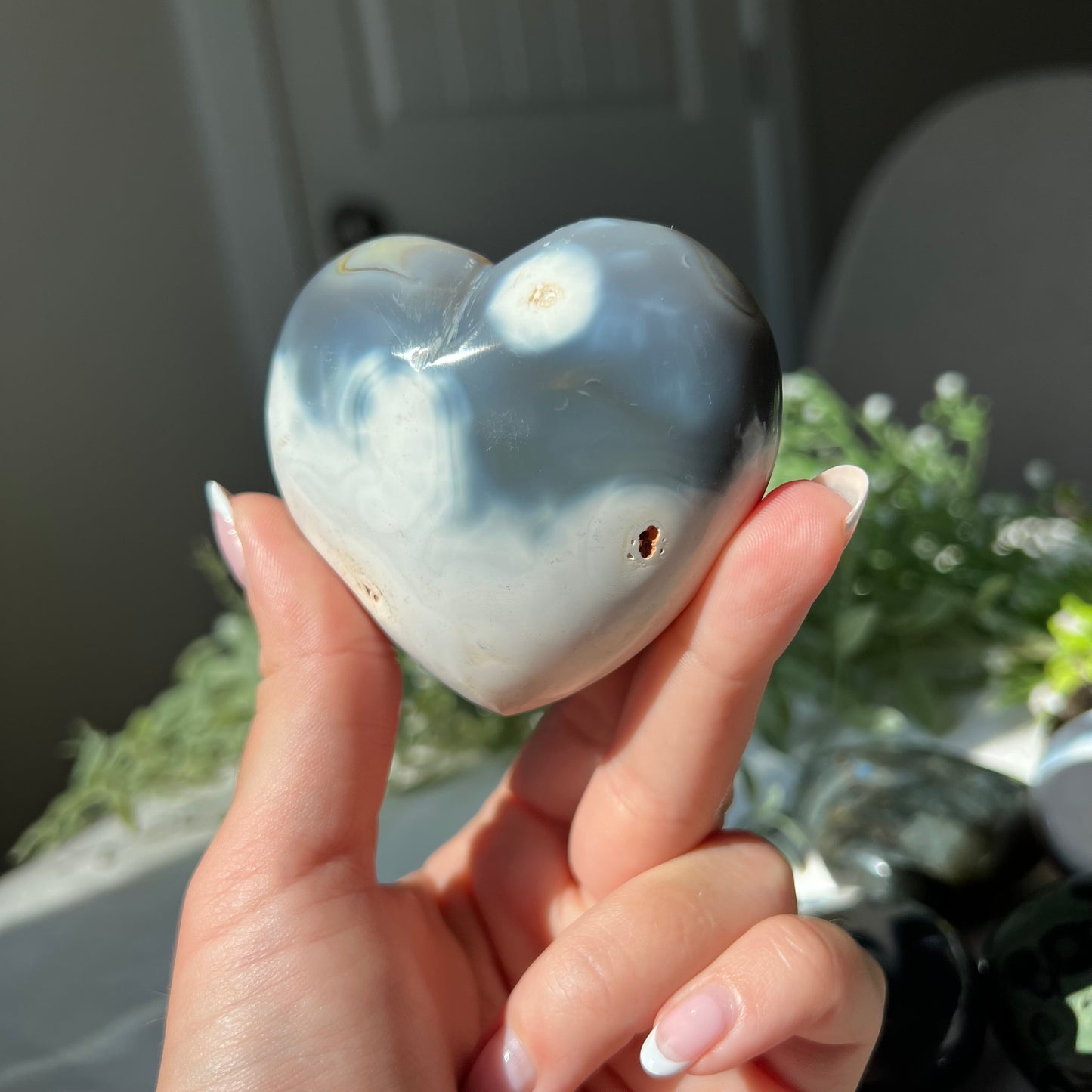 Orca Agate Heart Carving from Madagascar