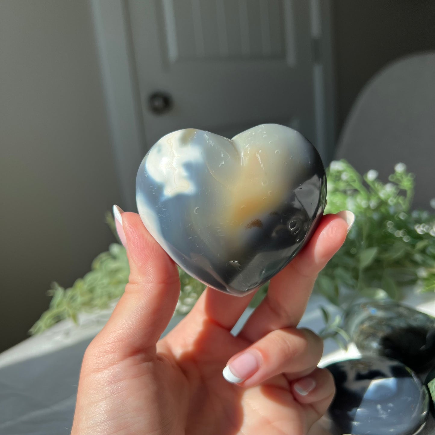 Orca Agate Heart Carving from Madagascar