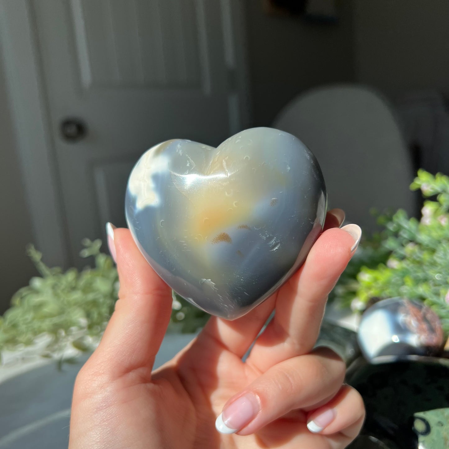 Orca Agate Heart Carving from Madagascar