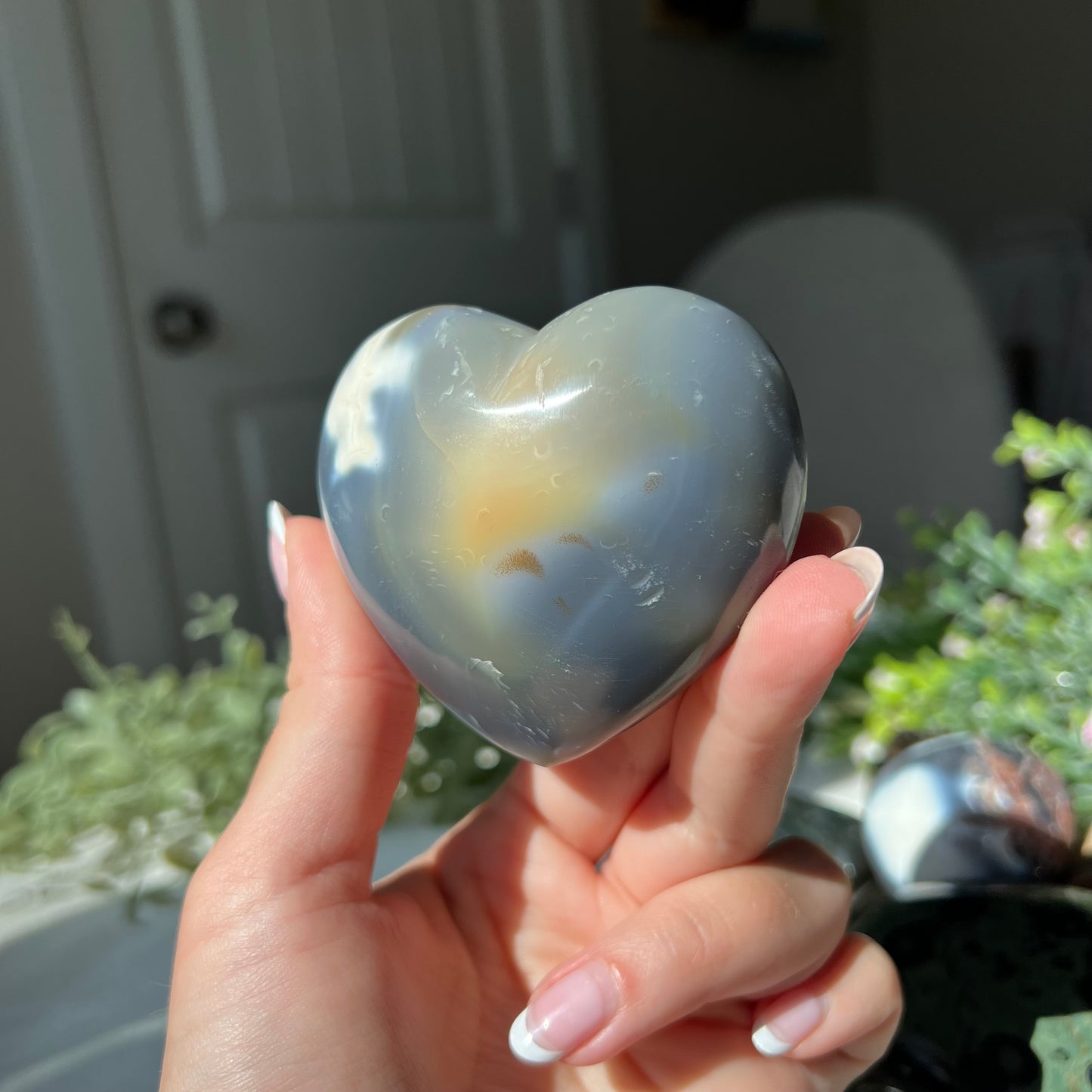 Orca Agate Heart Carving from Madagascar