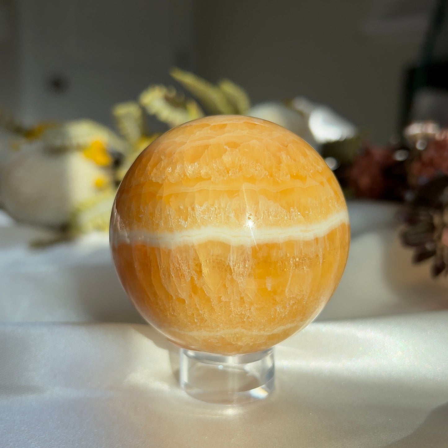 Yellow Banded Calcite Sphere