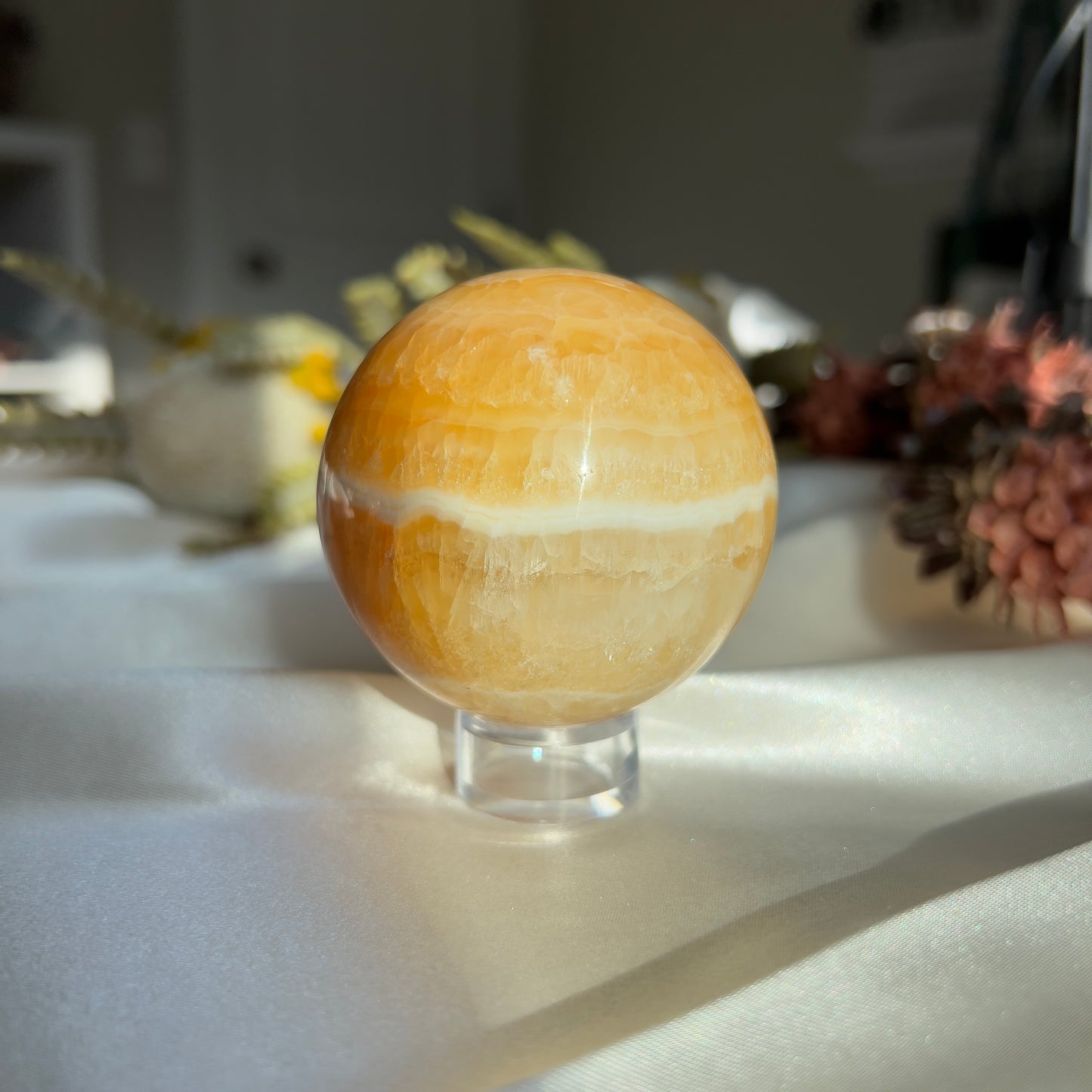 Yellow Banded Calcite Sphere