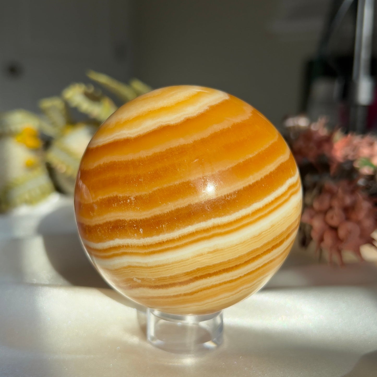 Yellow Banded Calcite Sphere