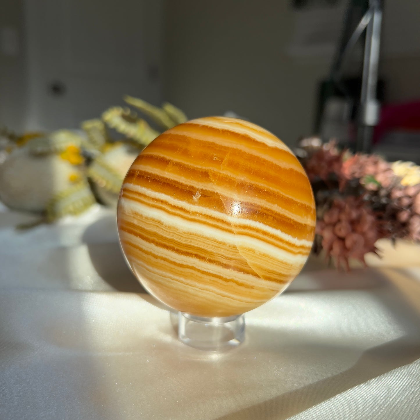 Yellow Banded Calcite Sphere