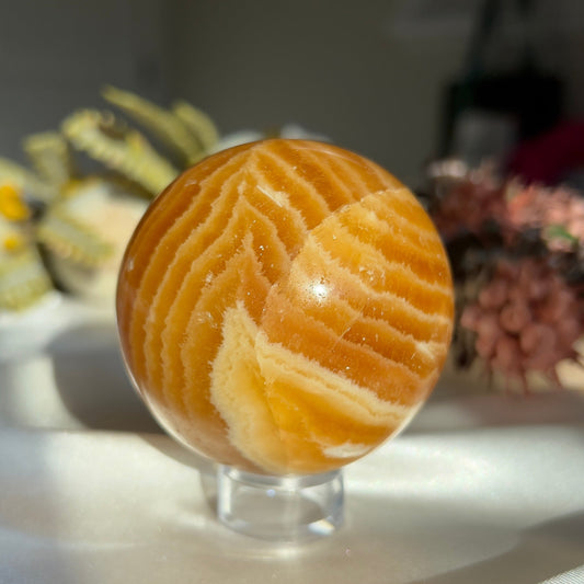 Yellow Banded Calcite Sphere