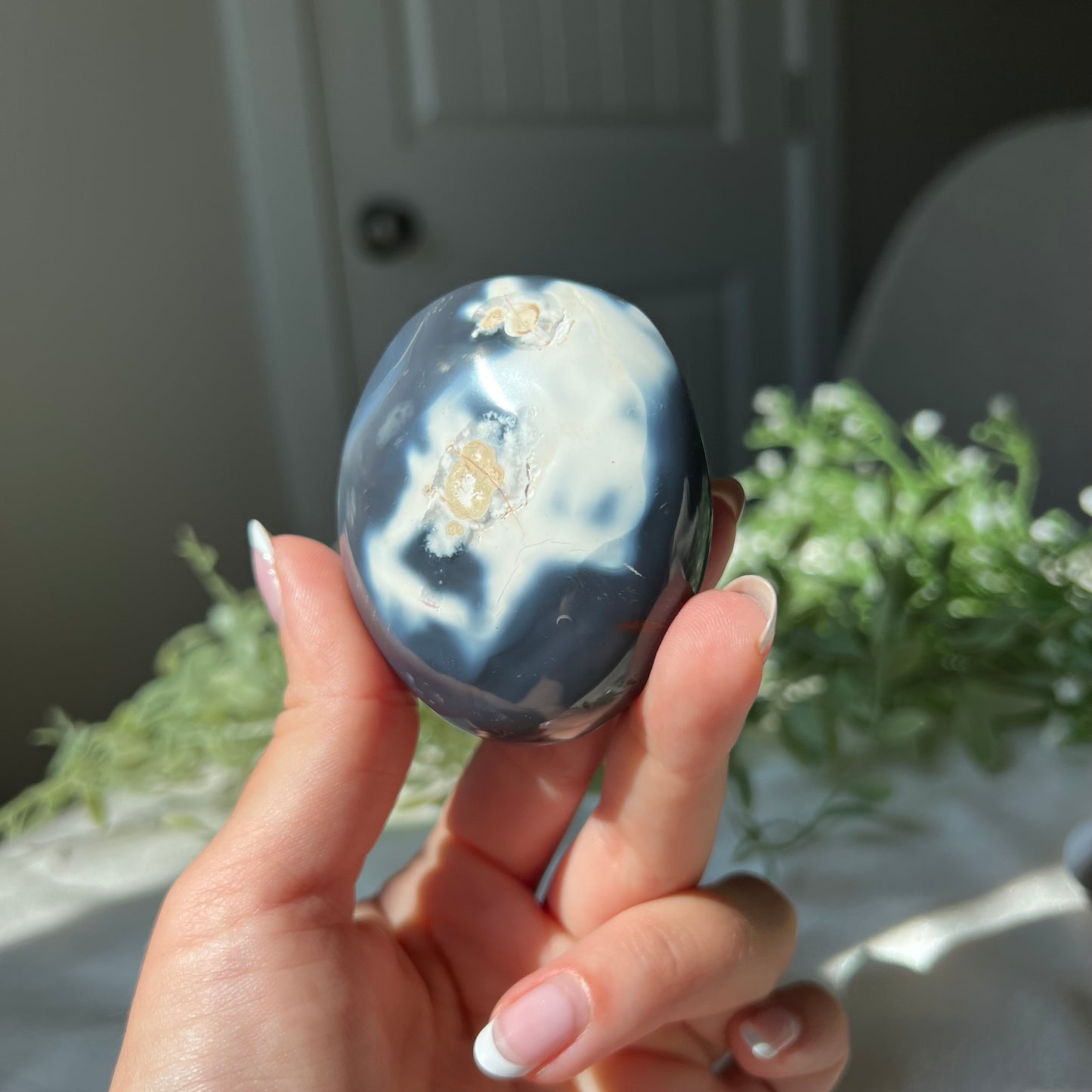 Orca Agate Palm Stone from Madagascar