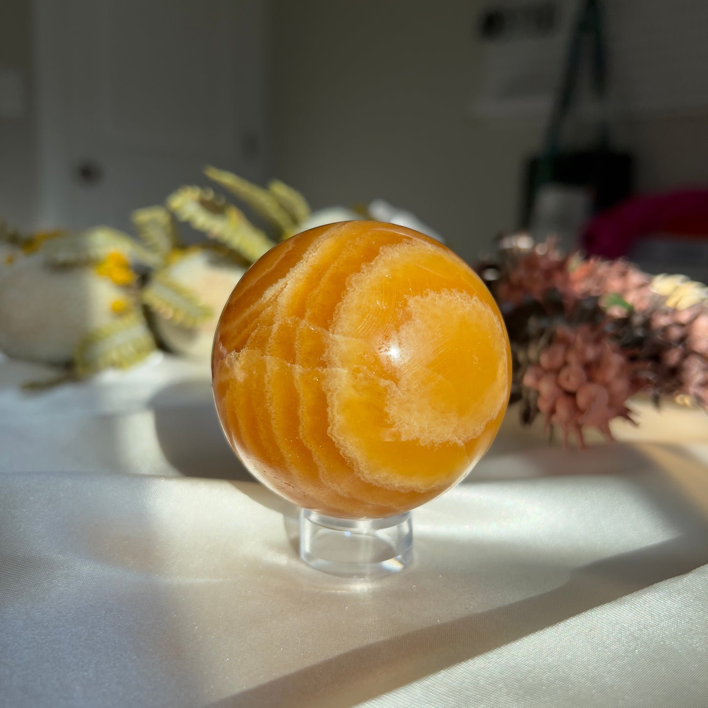 Yellow Banded Calcite Sphere