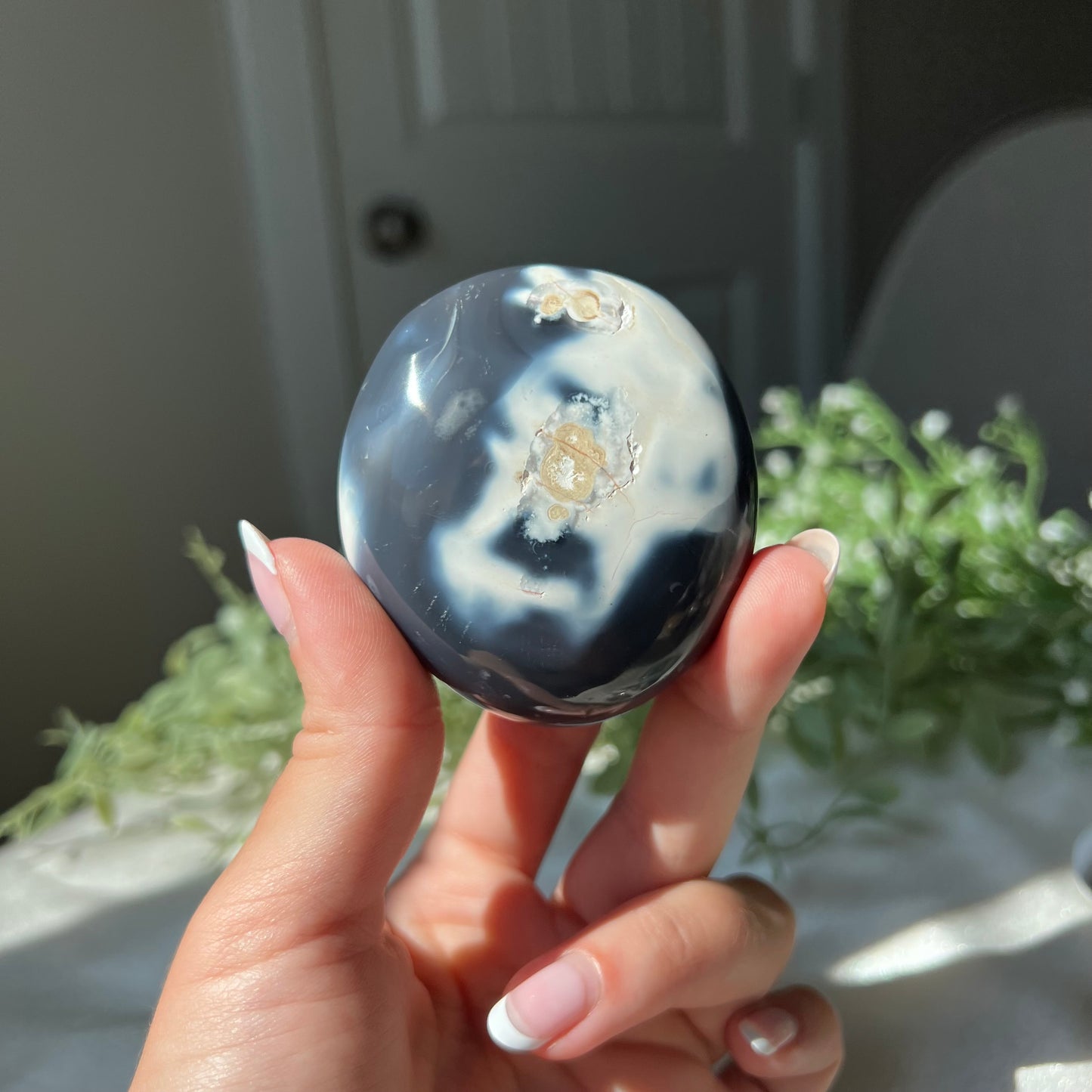 Orca Agate Palm Stone from Madagascar