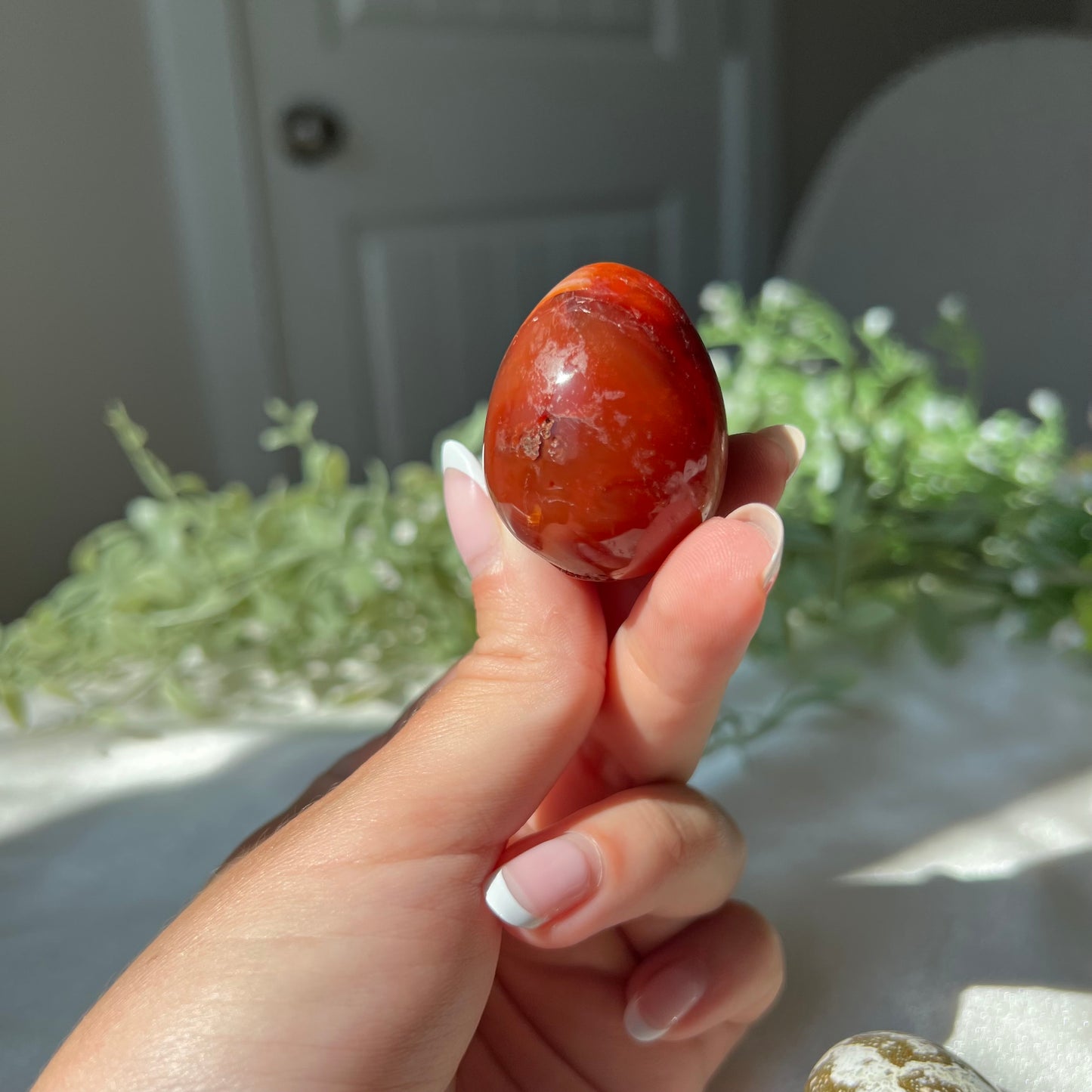 Carnelian Egg Carving with Druzzy