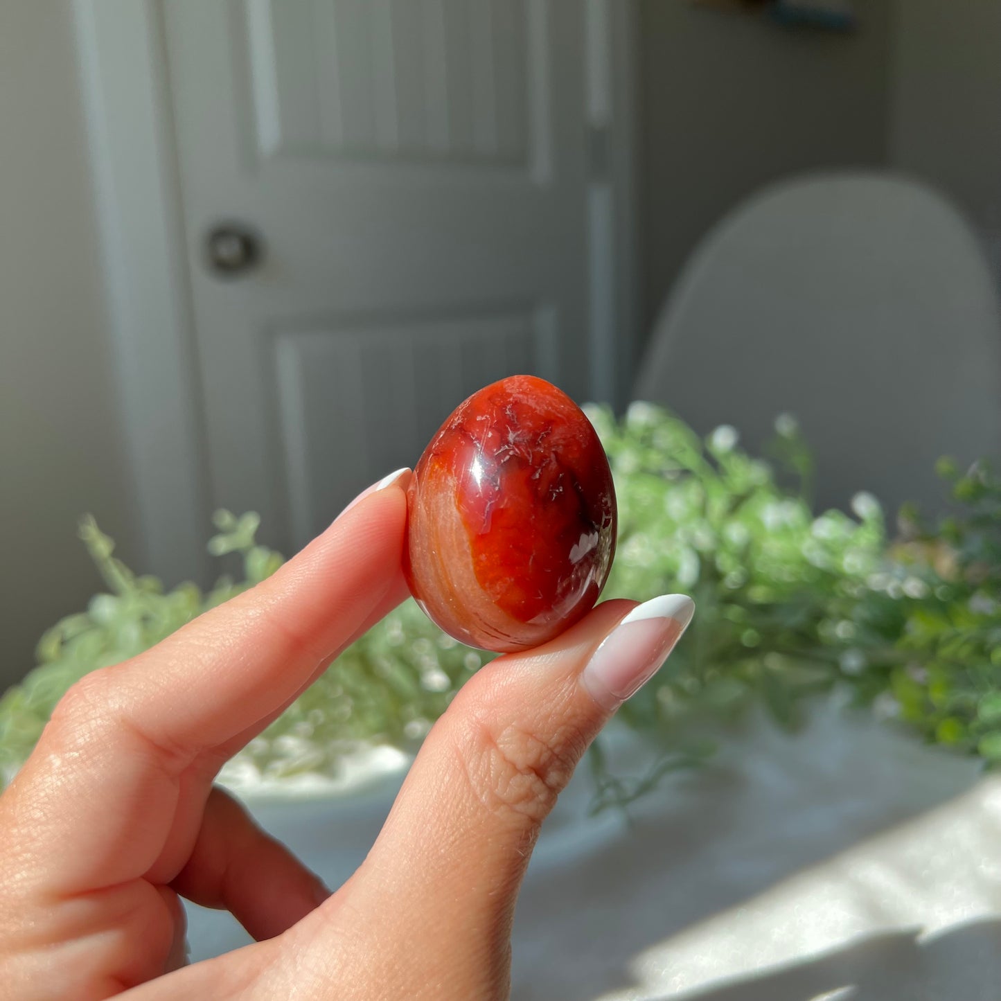 Carnelian Egg Carving with Druzzy