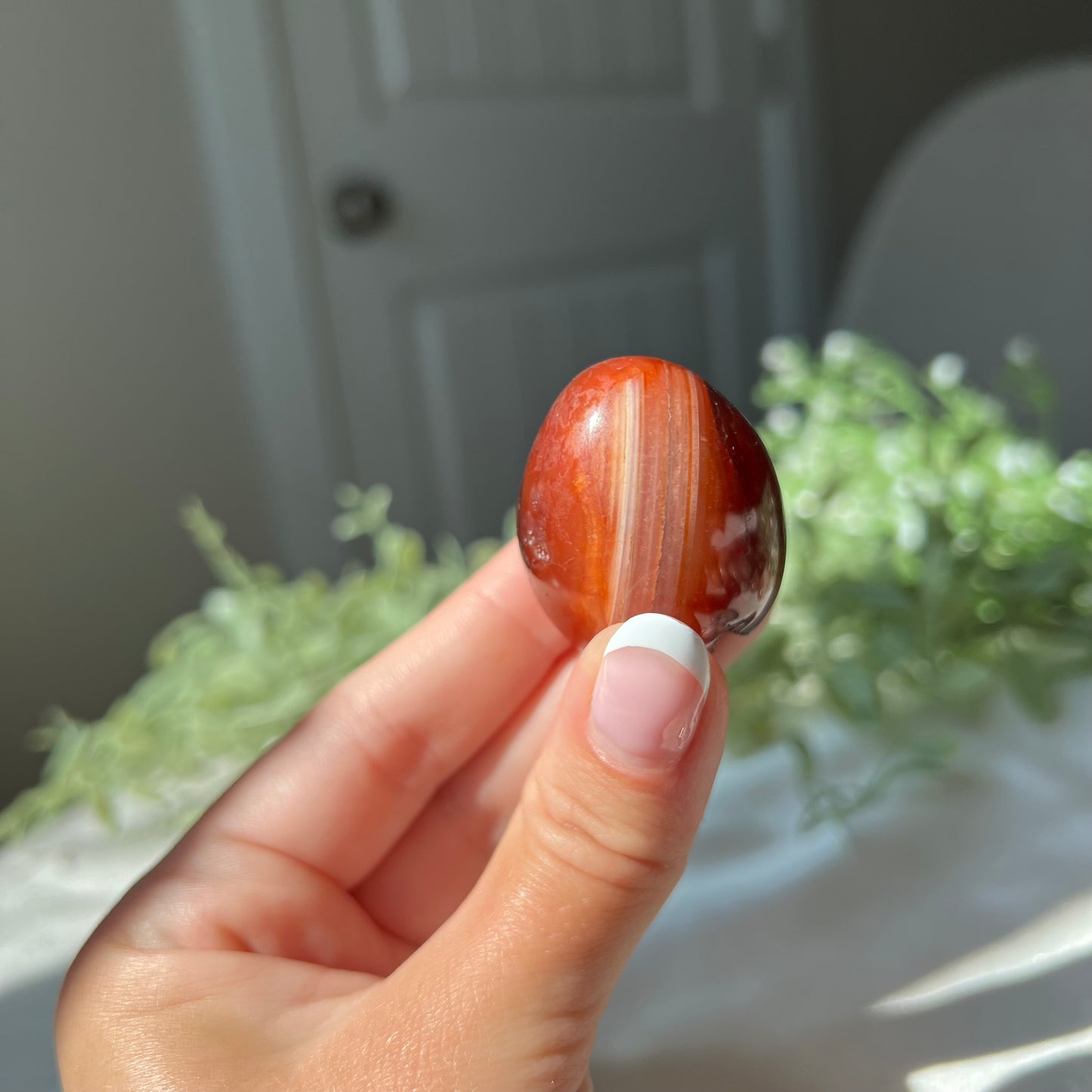 Carnelian Egg Carving with Druzzy