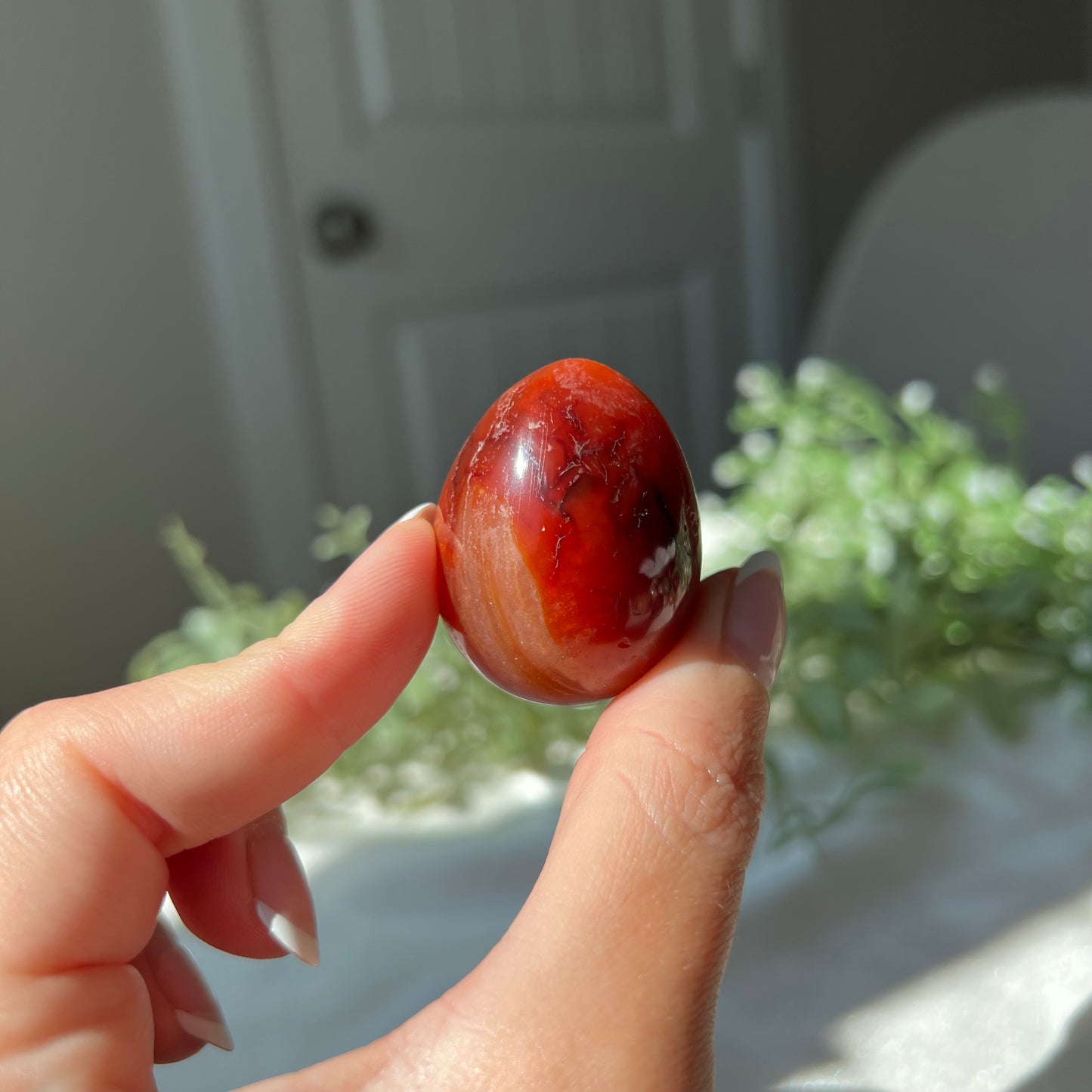 Carnelian Egg Carving with Druzzy