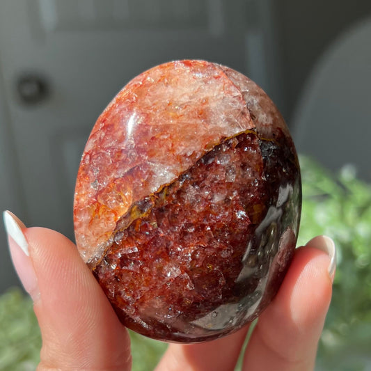 Red Fire Quartz Palm Stone from Madagascar