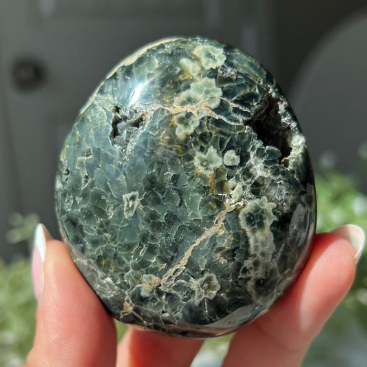 Ocean Jasper Palm Stone with Druzzy from Madagascar