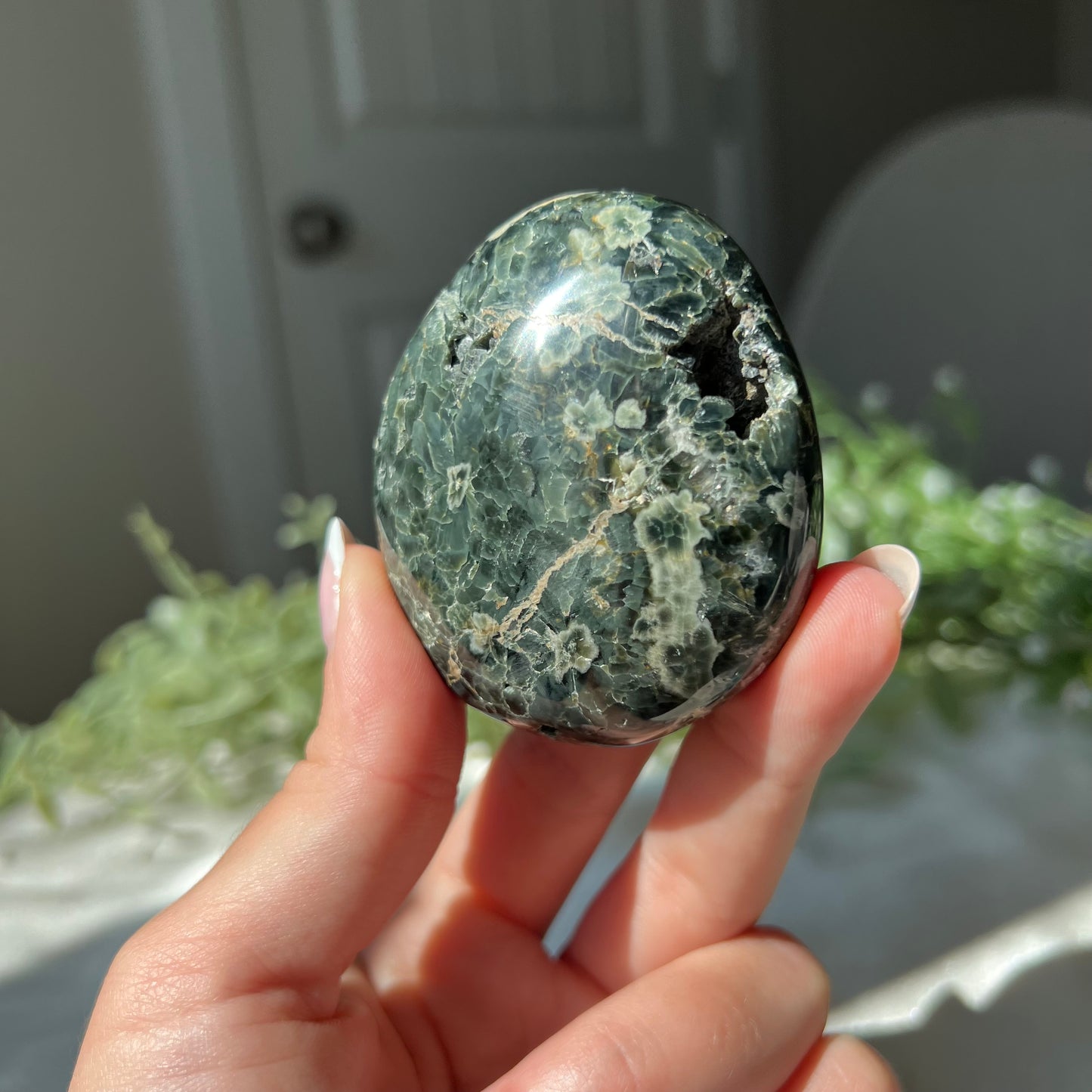 Ocean Jasper Palm Stone with Druzzy from Madagascar