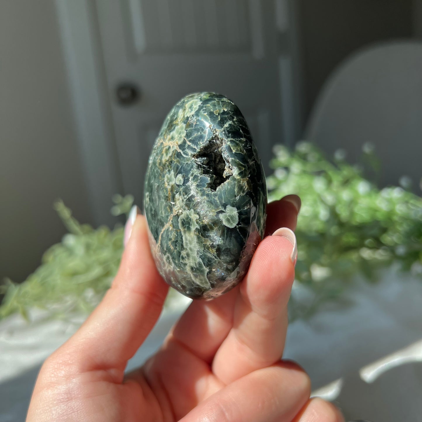 Ocean Jasper Palm Stone with Druzzy from Madagascar