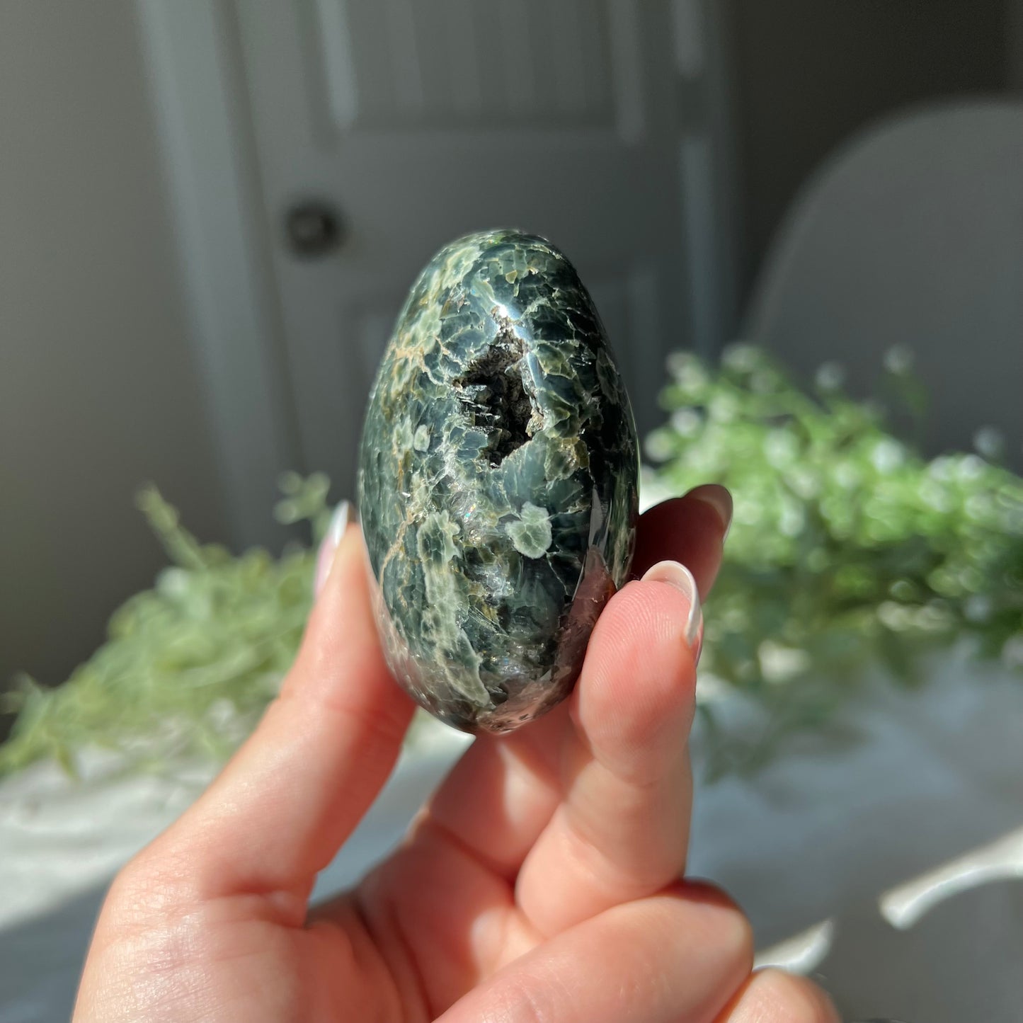 Ocean Jasper Palm Stone with Druzzy from Madagascar