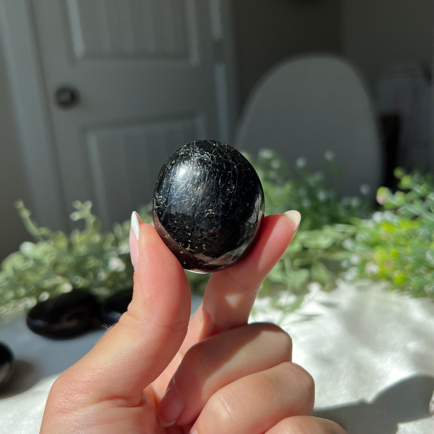 Black Moonstone Palm Stone from Madagascar