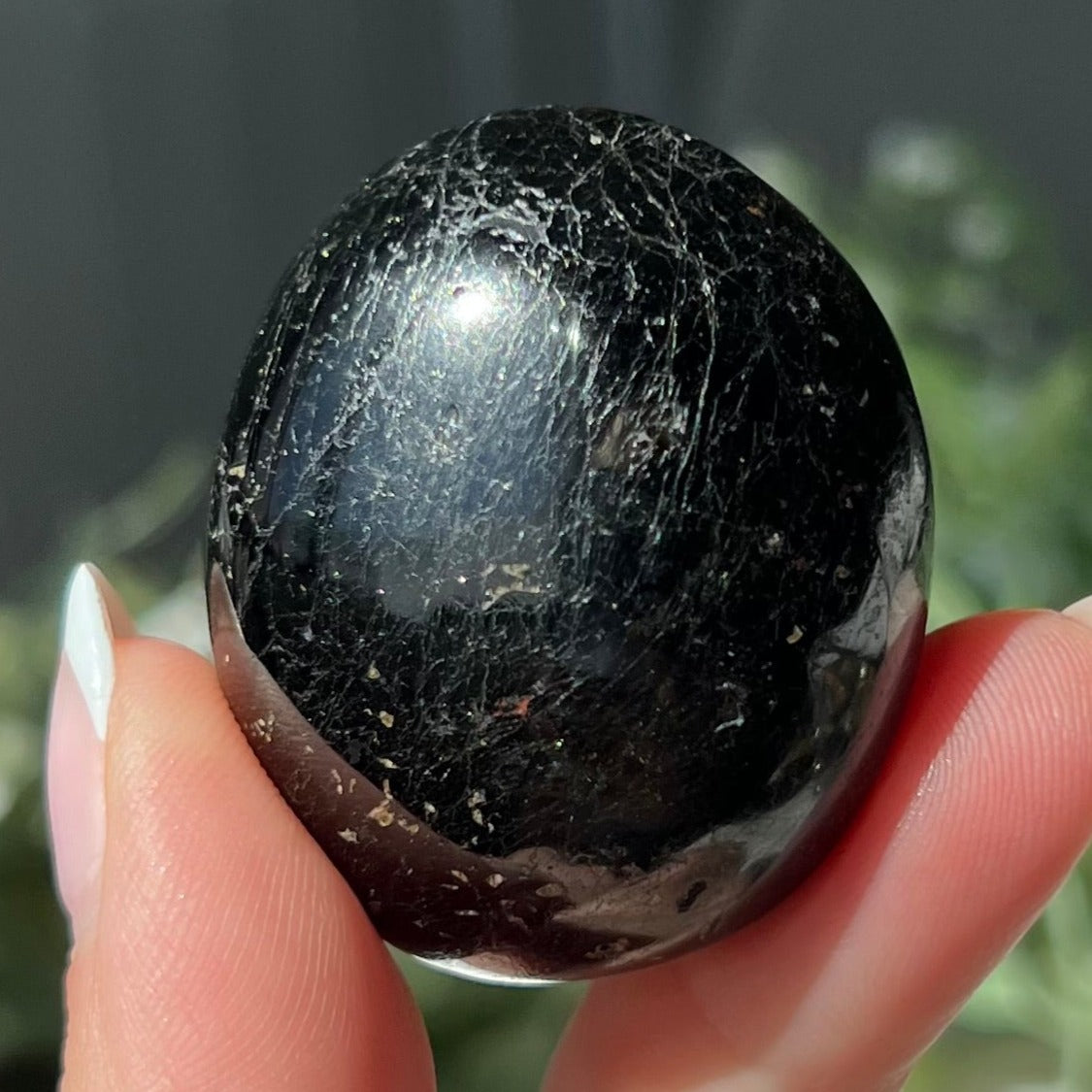 Black Moonstone Palm Stone from Madagascar