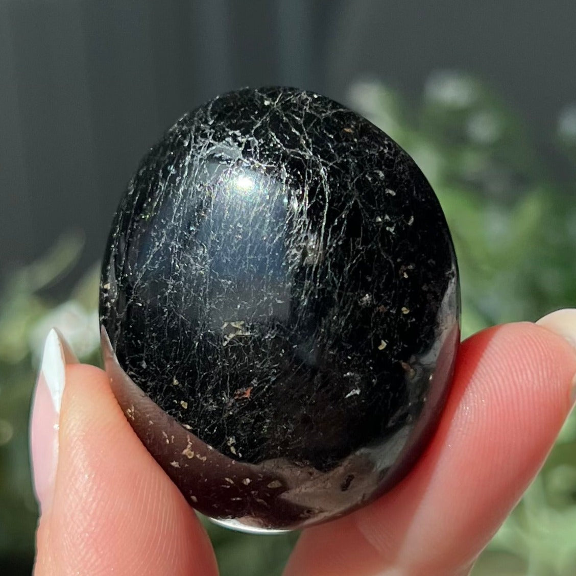 Black Moonstone Palm Stone from Madagascar