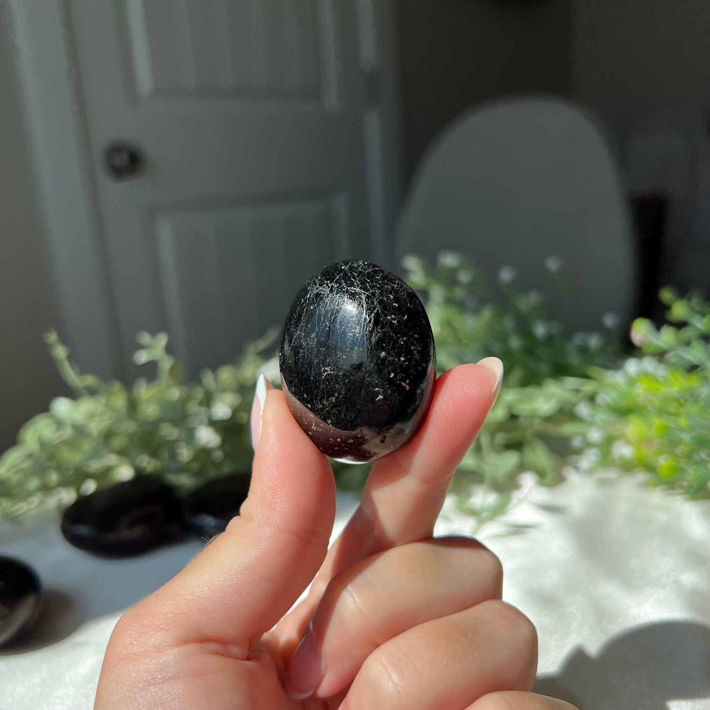 Black Moonstone Palm Stone from Madagascar