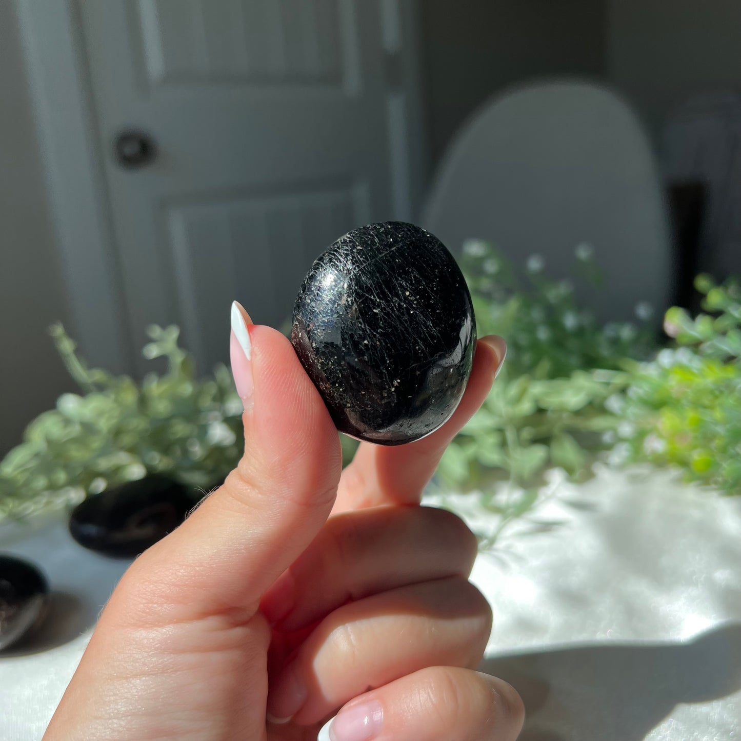 Black Moonstone Palm Stone from Madagascar