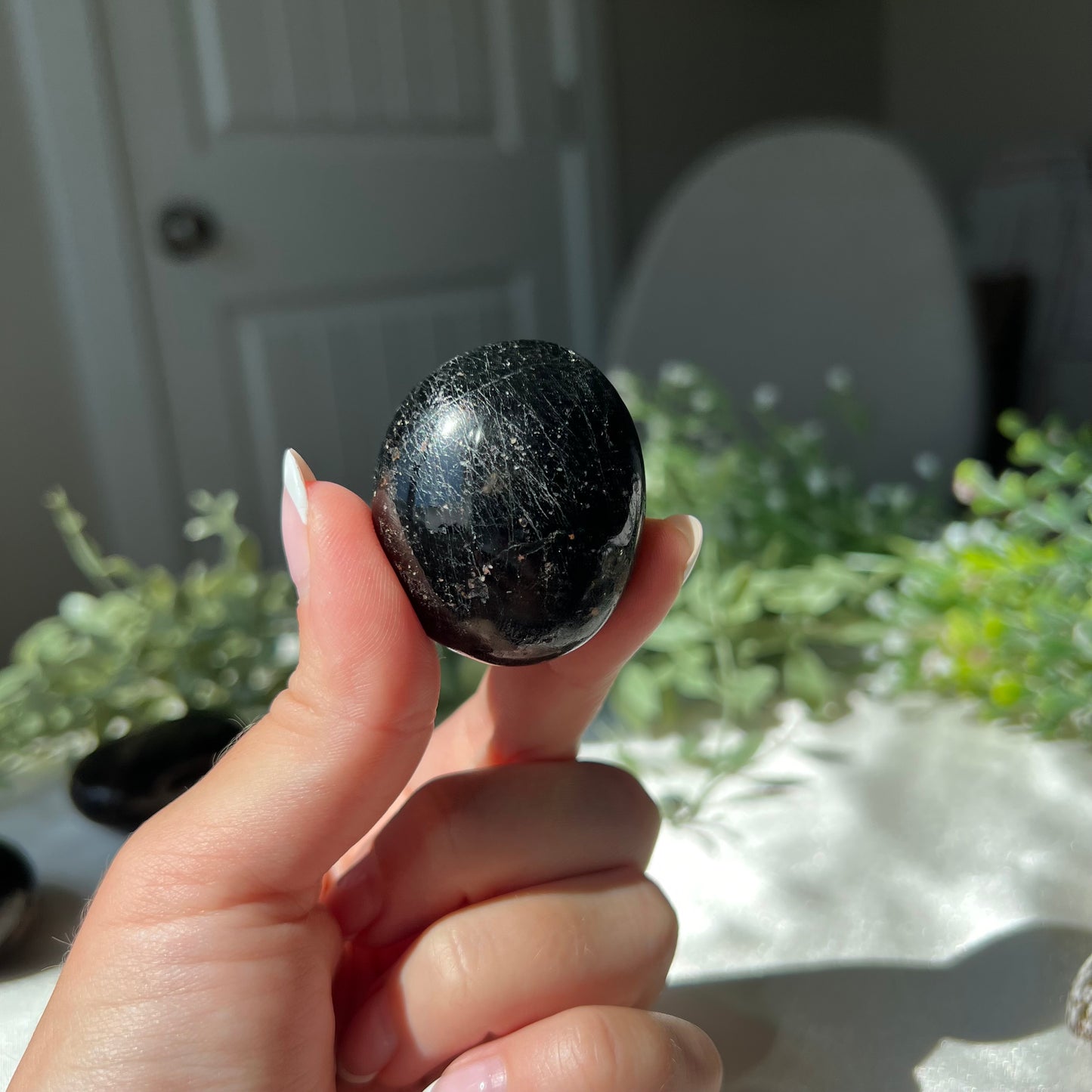 Black Moonstone Palm Stone from Madagascar